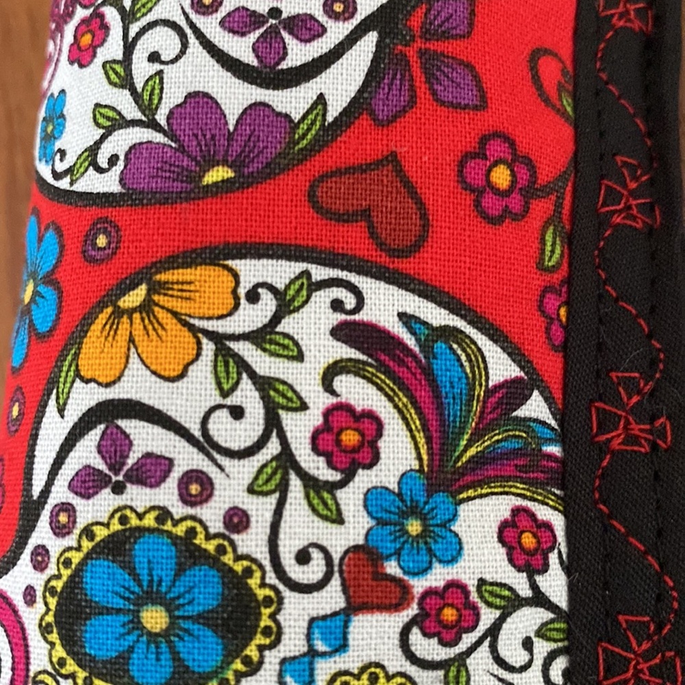 Handmade Sugar Skull Print Eyeglass Case - Picture 4 of 8